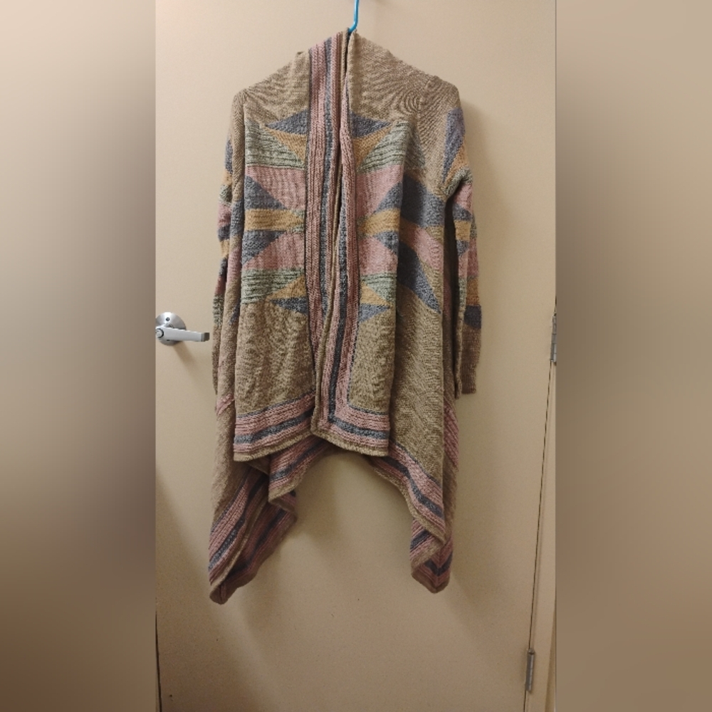 Lauren Ralph Lauren Taupe Southwestern Draped Cardigan Fits Sz S/M
